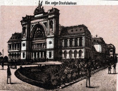 Budapest, Ungheria: vista della stazione ferroviaria magyar kiralyi allavasutsk. in 