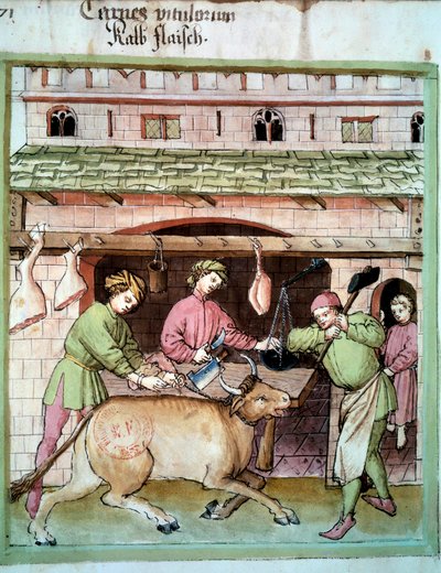 Macelleria: macellazione di un bue da Unknown artist