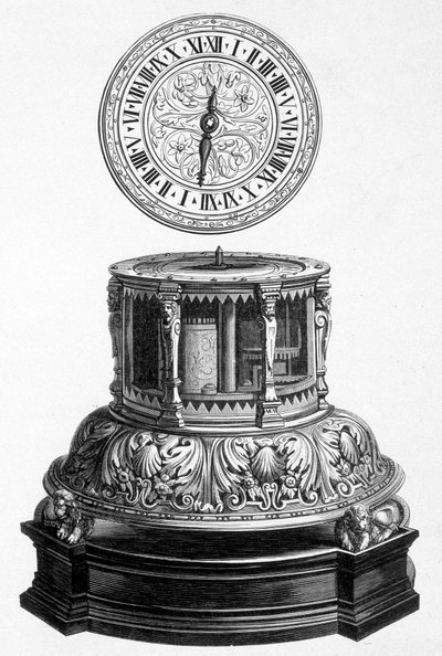 Orologio da tavolo del periodo Valois - incisione da Unknown artist