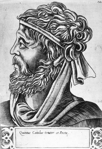 Gaio Valerio Catullo detto Catullo (87 - 54 a.C.) Ritratto immaginario, incisione del XVII secolo. da Unknown artist