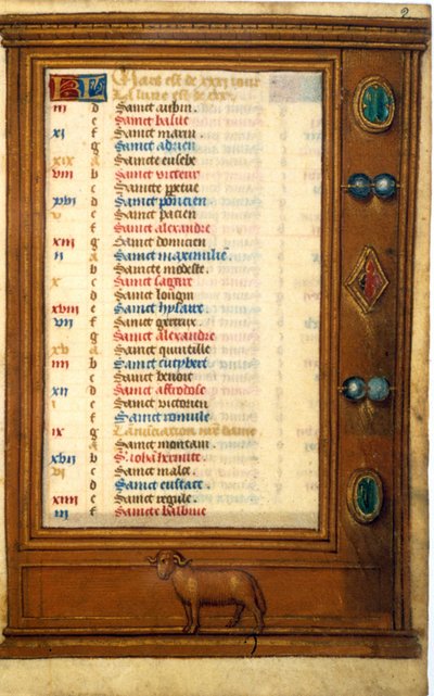 Calendario di marzo con il segno dell