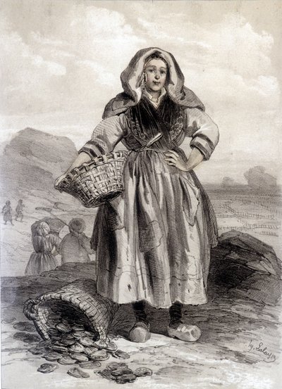 Pescatore di ostriche di Cancale - litografia da Unknown artist