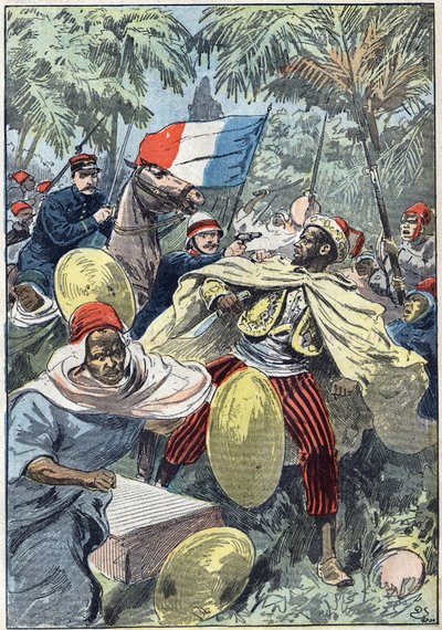 Cattura di Samory Toure, leader sudanese e oppositore della colonizzazione francese in Africa, da parte del Capitano Gouraud e del Tenente Jacquin. Sudan da Unknown artist