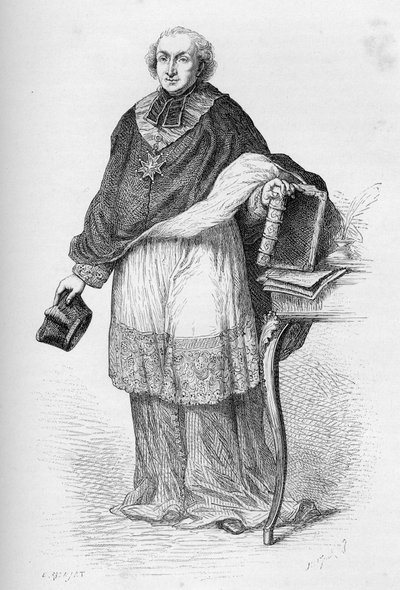 Cardinale Etienne-Charles de Lomenie de Brienne - Etienne de Lomenie de Brienne (1727-1794), prelato e politico francese - incisione da "L