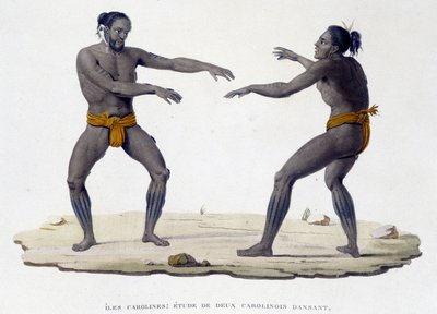 Uomini carolini che danzano (Isole Caroline, Oceania) da Unknown artist