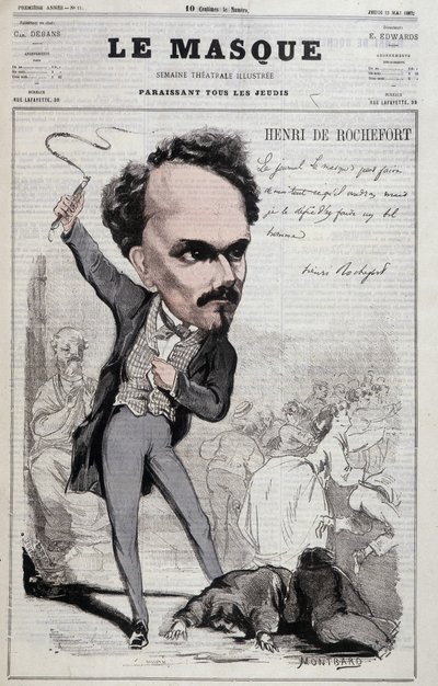 Cartone animato di Henri de Rochefort, giornalista e politico francese che mostrava posizioni repubblicane ostili al peggio. in 