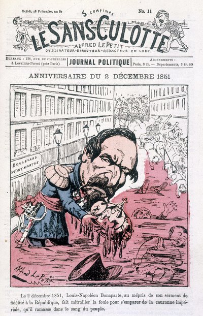 Caricatura sul colpo di stato di Napoleone III del 2 dicembre 1851 - in "Le sans-panlotte" da Unknown artist
