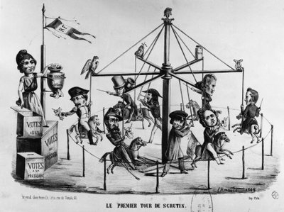 Cartone animato sul primo turno delle elezioni presidenziali del 1848. Louis-Napoleon Bonaparte simboleggiato con l