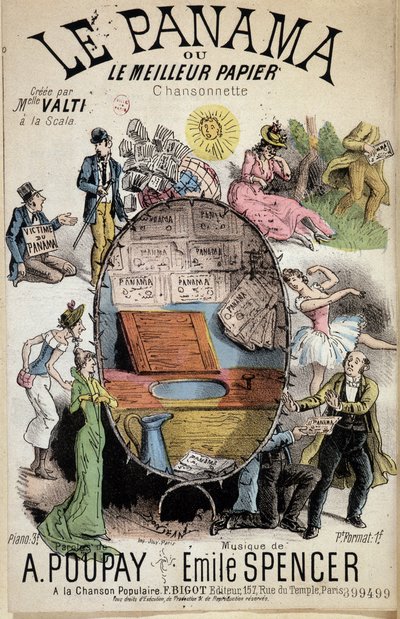 Canzone satirica "Panama o la migliore carta" creata da Miss Valti alla Scala, testi di Poupay e musica di Emile Spencer, sd XIX secolo da Unknown artist