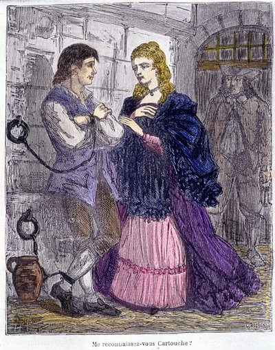 Cartouche visitato da una signora in prigione - in "Cartouche, re dei banditi", di Grandpré da Unknown artist