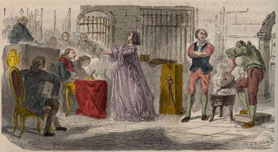 Affare della collana, il processo (1785-1786): Jeanne de Valois-Saint-Remy, Contessa de La Motte (1756-1791) davanti al Parlamento di Parigi. Incisione del XIX secolo da Unknown artist