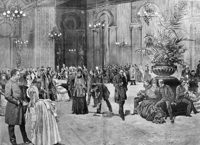 Sala del casinò di Montecarlo, Monaco. Incisione del XIX secolo da Unknown artist
