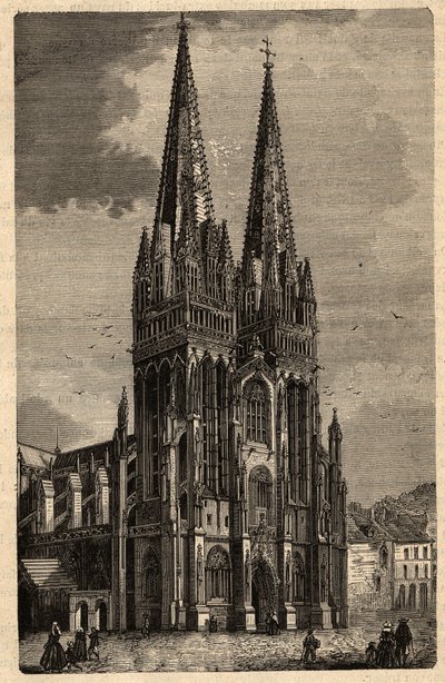 Cattedrale di Saint Corentin di Quimper - incisione in "PATRIE - DESCRIPTION PICTURESQUE DE LA FRANCE EN 6 VOLUMES" di Lucien Huard - fine XIX secolo da Unknown artist