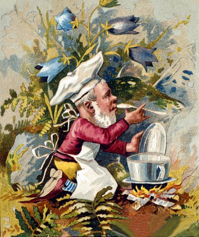 Personaggio del nano o farfadet cuoco. Cromolitografia del XIX secolo da Unknown artist