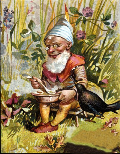 Personaggio del nano o farfadet che mangia zuppa da Unknown artist