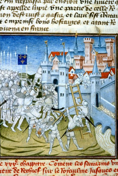 Carlo Martello a Poitiers, 732 - Miniatura del XIV secolo: Richiedere permesso alla Biblioteca Municipale di Tolosa da Unknown artist
