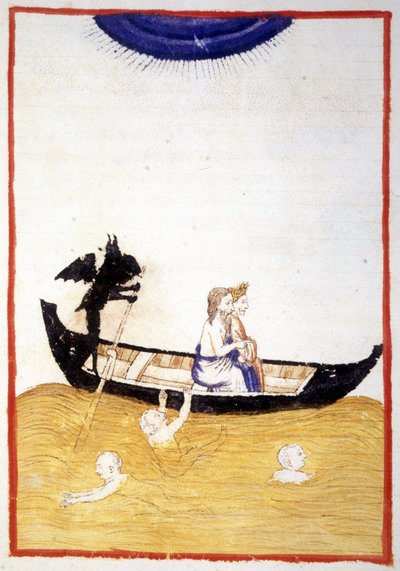 Caronte fa attraversare a Dante e Virgilio il fiume Acheronte nell