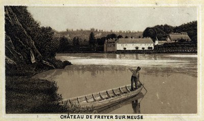 Chateau de Freyer sur Meuse, Belgio. Cromolitografia della fine del XIX secolo da Unknown artist