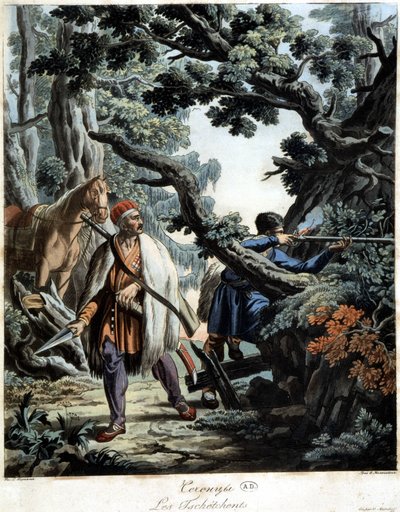 Ceceni in agguato in una foresta del Caucaso, inizio XIX secolo da Unknown artist