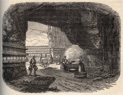 Formaggi - cantine di roquefort - incisione in 