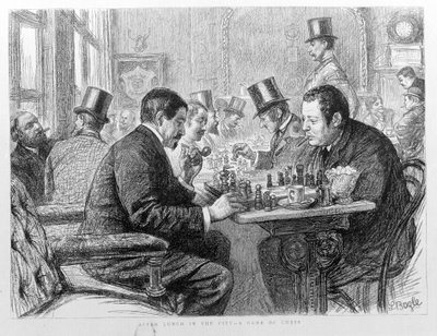 Giocatori di scacchi nella città di Londra nel 1890 da Unknown artist