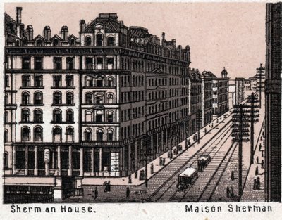 Chicago, Stati Uniti: vista della Sherman House in "Il mondo illustra 168 vedute" da Unknown artist