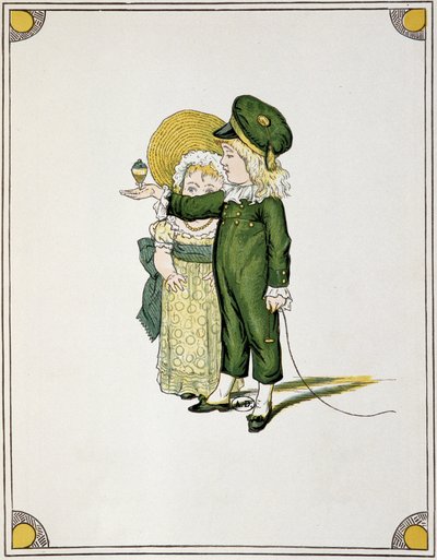 Bambini che giocano alla trottola - disegno da Unknown artist