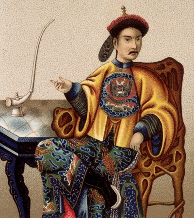Aristocratico cinese seduto che fuma oppio - XIX secolo da Unknown artist