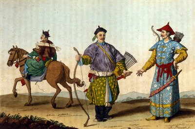 Mandarini militari cinesi di epoche diverse - in "Le costume ancien et moderne" di J. Ferrario, ed. Milano da Unknown artist