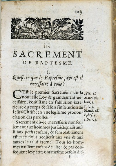 Religione cristiana: pagina interna del libro "Il Grande Catechismo". Opera di Pierre Canisius (XVII secolo) da Unknown artist