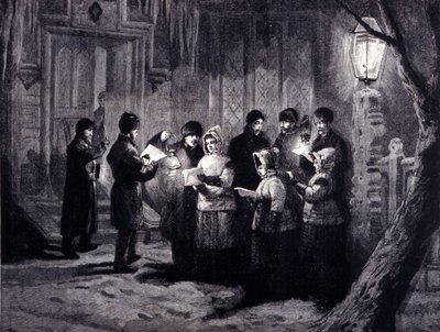 Notte di Natale in Canada: letture e preghiere. Incisione del XIX secolo da Unknown artist