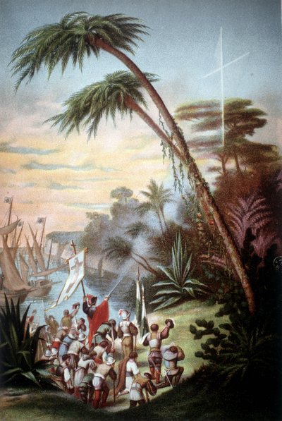 Cristoforo Colombo arrivò a San Salvador nel 1492. da Unknown artist