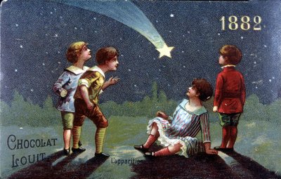 Cromolitografia Chocolat Louit del 1882. Bambini esprimono un desiderio alla comparsa della stella da Unknown artist