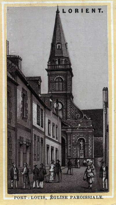 Chiesa parrocchiale di Port Louis, Morbihan, Bretagna. Cromolitografia della fine del XIX secolo da Unknown artist