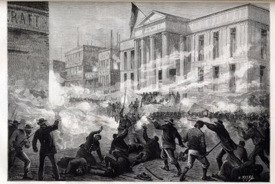 Rivolte al tribunale di Cincinnati del 1884 - una rivolta iniziata dopo un verdetto di omicidio colposo dopo un noto processo per omicidio, 28 marzo 1884 da Unknown artist