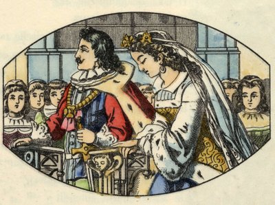 Il matrimonio di Cenerentola con il principe. Illustrazione del racconto di Charles Perrault 