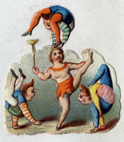 Circo: contorsionisti e equilibristi che eseguono un numero da Unknown artist