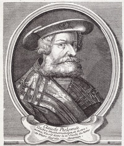 Claudio Tolomeo (ca. 90 - ca. 168), astronomo, matematico e geografo greco. Incisione del XIX secolo da Unknown artist