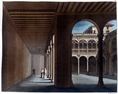 Chiostro dei Domenicani a Valladolid. Litografia del XIX secolo. da Unknown artist