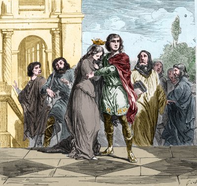 Clodoveo II re dei Franchi (ca. 633-657) acquistò Santa Batilde (626-680) da Unknown artist