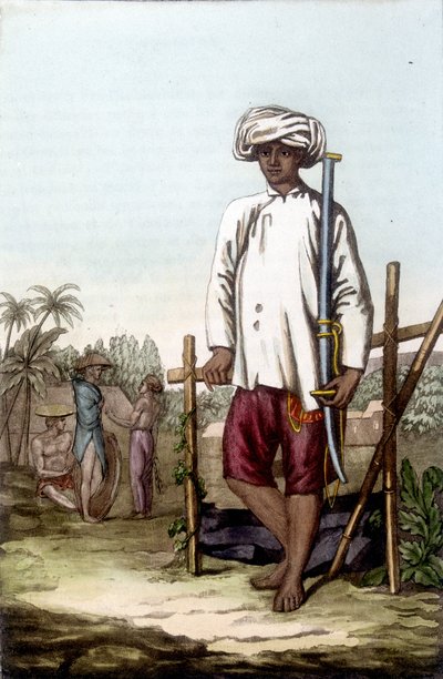 Soldato cochinchinese. Bibliothèque des arts décoratifs de Paris “Le costume ancien et moderne” da Unknown artist