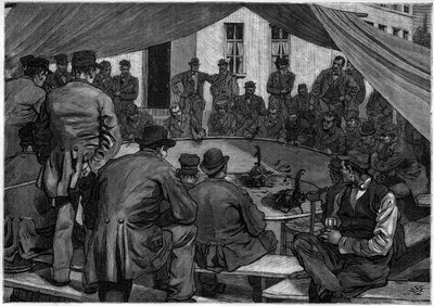 Combattimento di galli in Belgio nel 1888 - Incisione in 