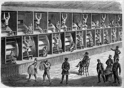 Prigione di Coldbath Fields - Casa di Correzione a Londra - il tapis roulant - Coldbath Fields - Londra Incisione del 1868 da Unknown artist