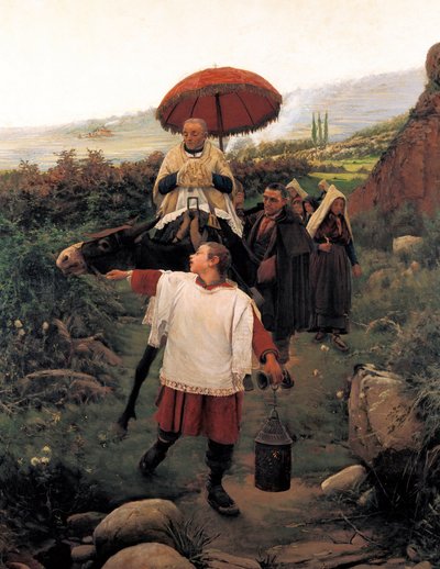 Combregar a Muntanya. Corteo religioso in montagna. Dipinto di Mariano Vayreda Vila (1853-1903). Spagna, Olot. Museo Regionale della Garrotxa. da Unknown artist