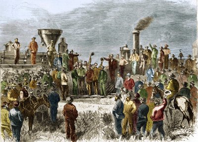 Completamento della Prima Ferrovia Transcontinentale il 10 maggio da Unknown artist