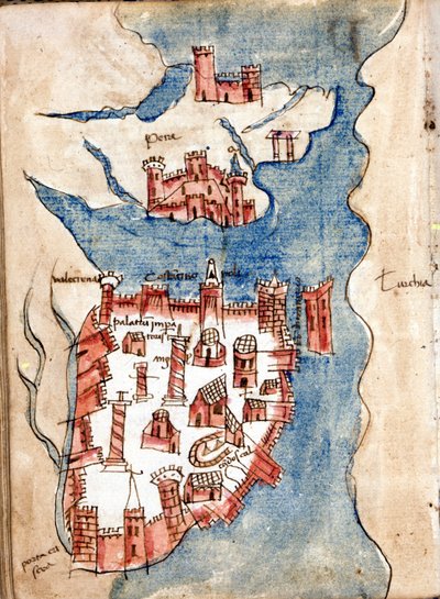 Costantinopoli, mappa manoscritta di Venezia del XV secolo da Unknown artist