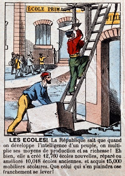 Costruzione di scuole da parte dei lavoratori - in "Le Figaro", marzo 1889 da Unknown artist