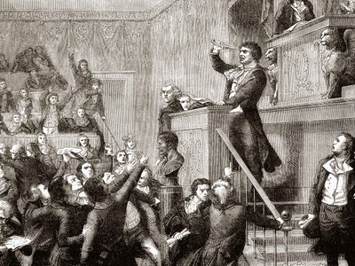 Convenzione del 21 settembre 1792: Jean Paul Marat alla tribuna - inc. in “Storia di Francia” di Henri Martin da Unknown artist