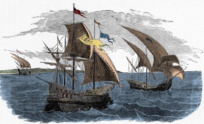 La flotta di Cortez salpa per il Messico - Colonizzazione spagnola delle Americhe: l