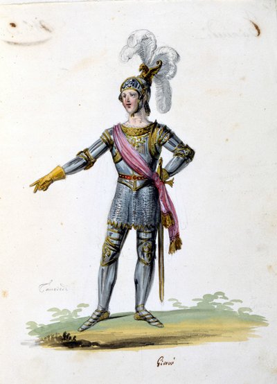 Costume per il personaggio di Tancredi disegnato da Gironi per l